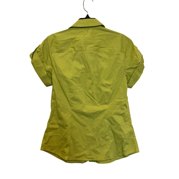 Ann Taylor Short Sleeve Button-Up Blouse Lime Green Size 4 - Picture 3 of 5